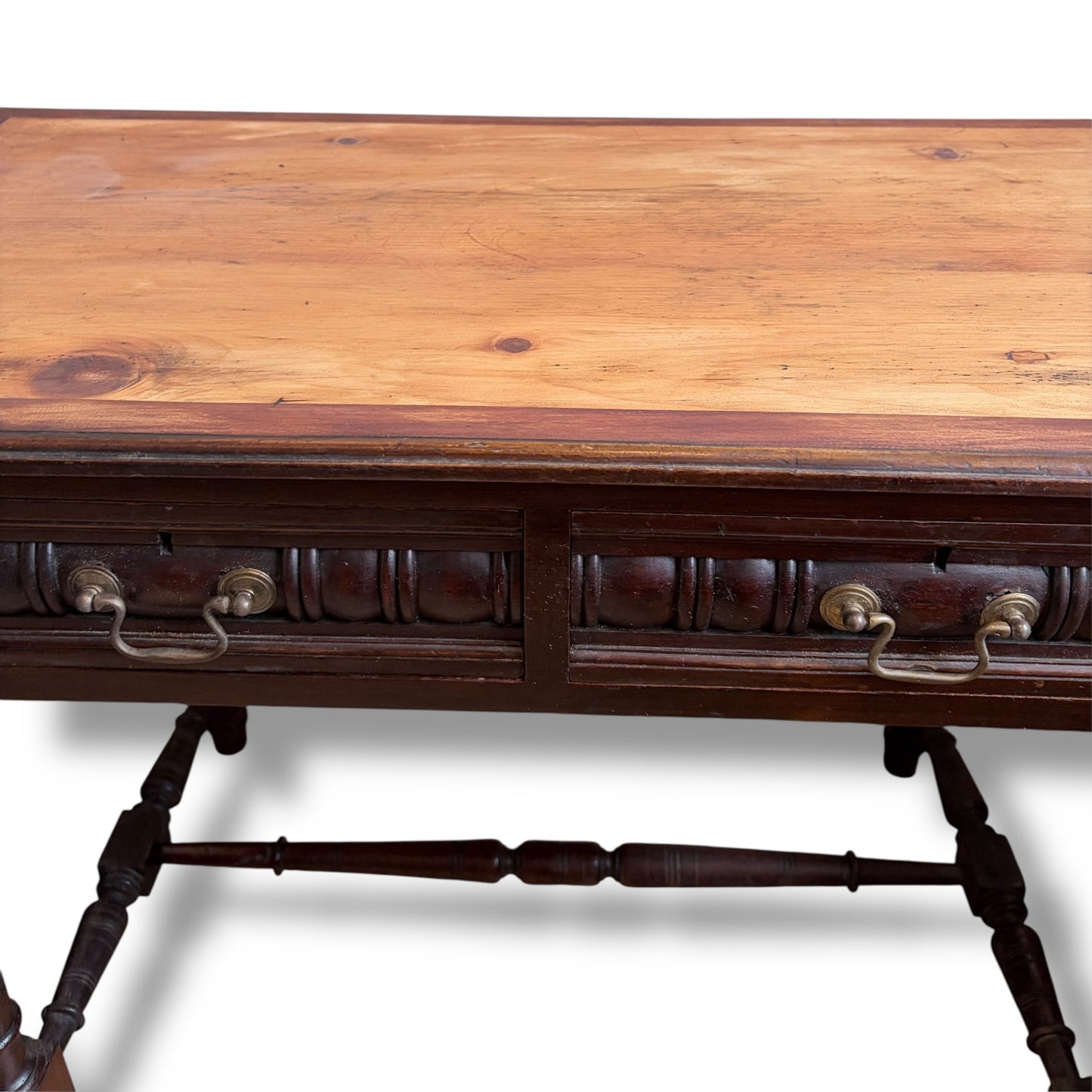 Mahogany, Pine & Oak Console Table with Two Drawers