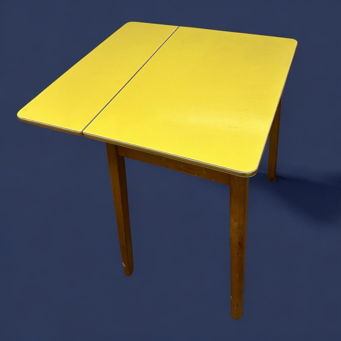 Mid Century Yellow Formica Single Drop Leaf Table