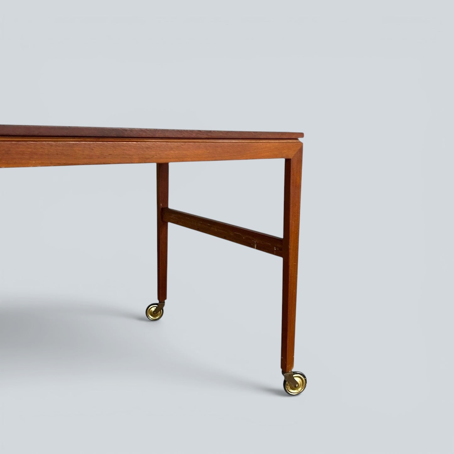 Mid-Century Danish Teak Drinks Trolley on Brass Castors