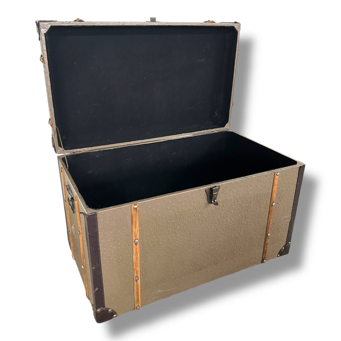 Vintage Grey Steamer Trunk | Antique Travel Chest