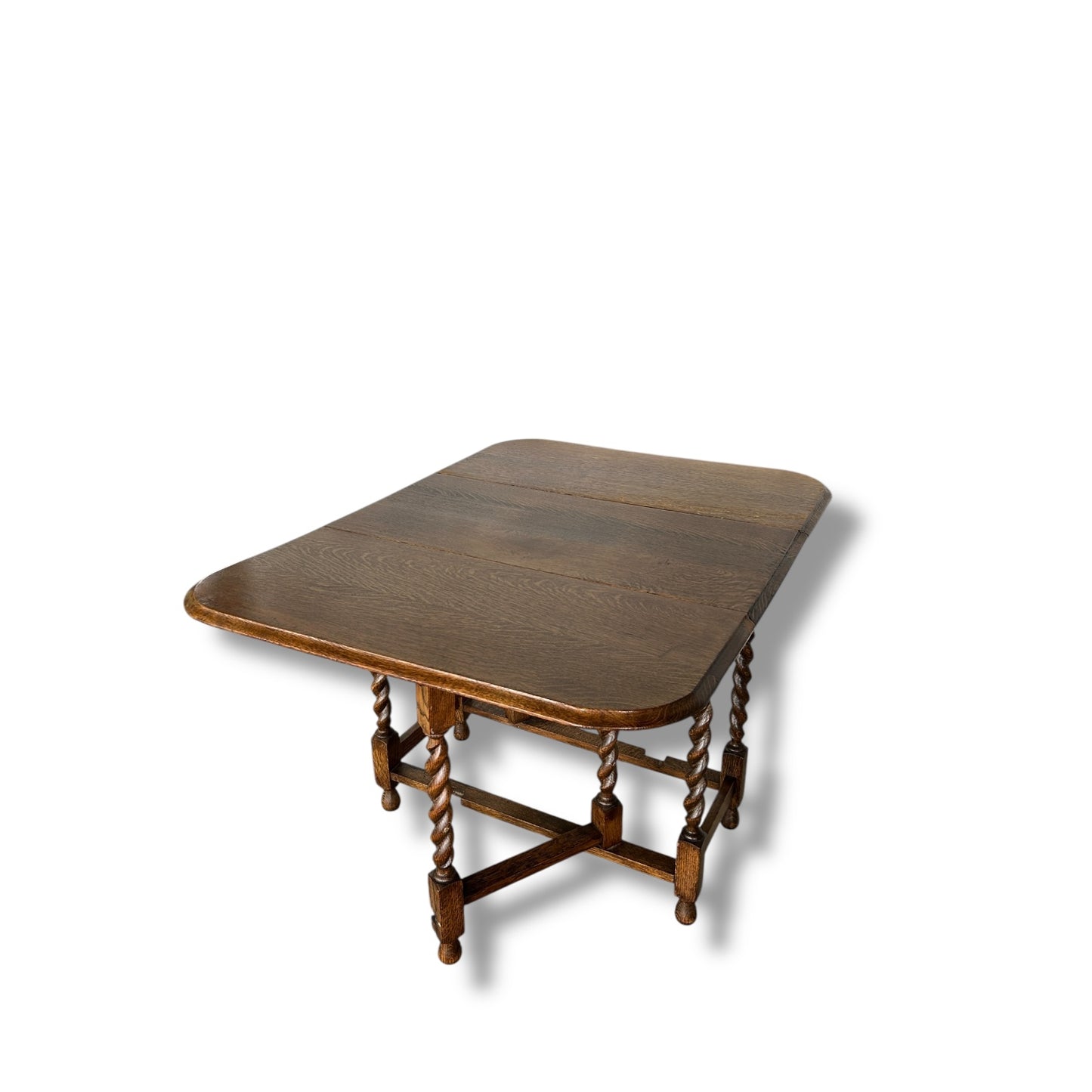 Antique Oak Barley Twist Gateleg Table, Drop Leaf Table Scottish