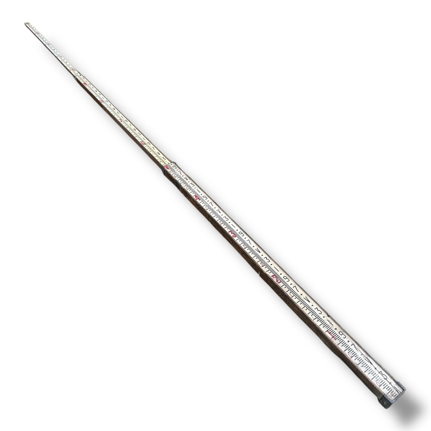 Vintage 12ft Wooden Folding Measuring Stick | Surveyor’s Water Level Ruler | Antique Carpenter’s Tool | Engineering Hydrology Tool