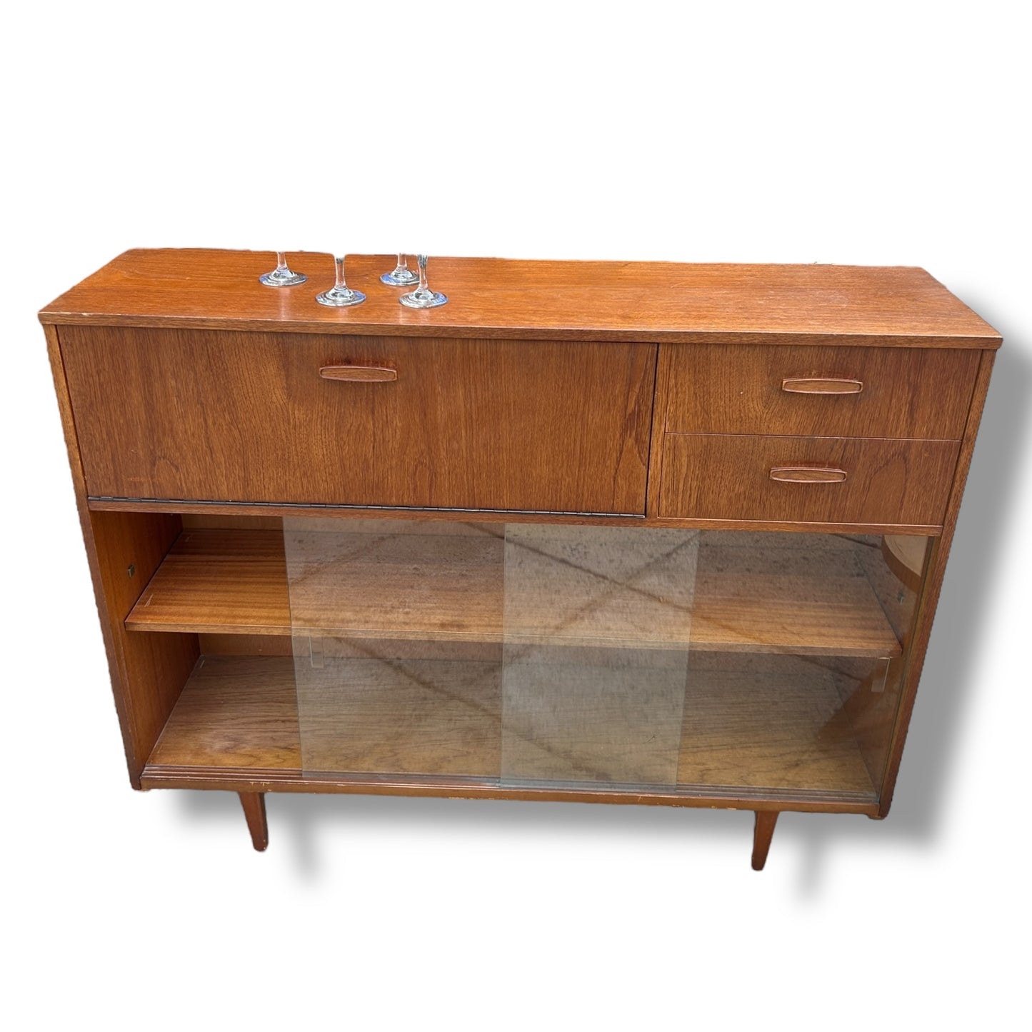 Vintage Mid Century Teak Avalon Bureau Bookcase