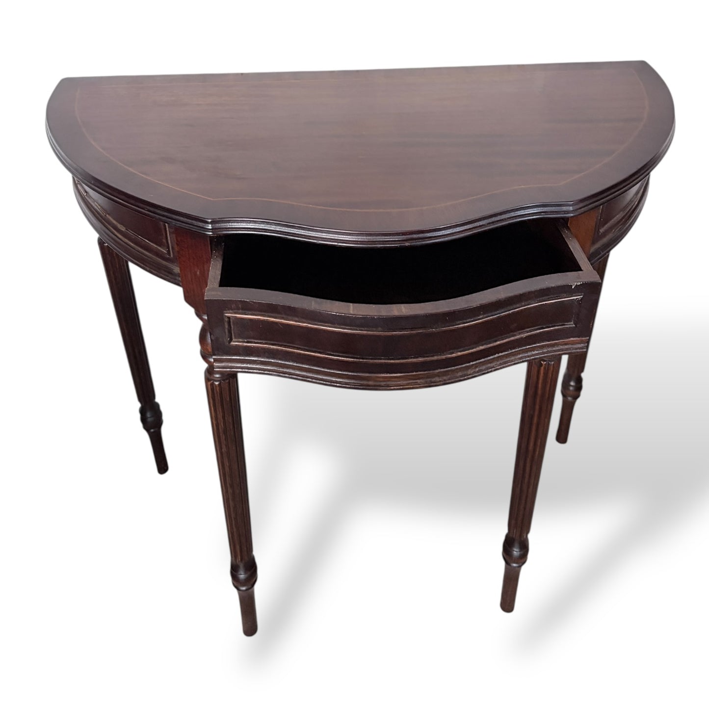 Vintage Mahogany Demi-Lune Hallway Table with Drawer