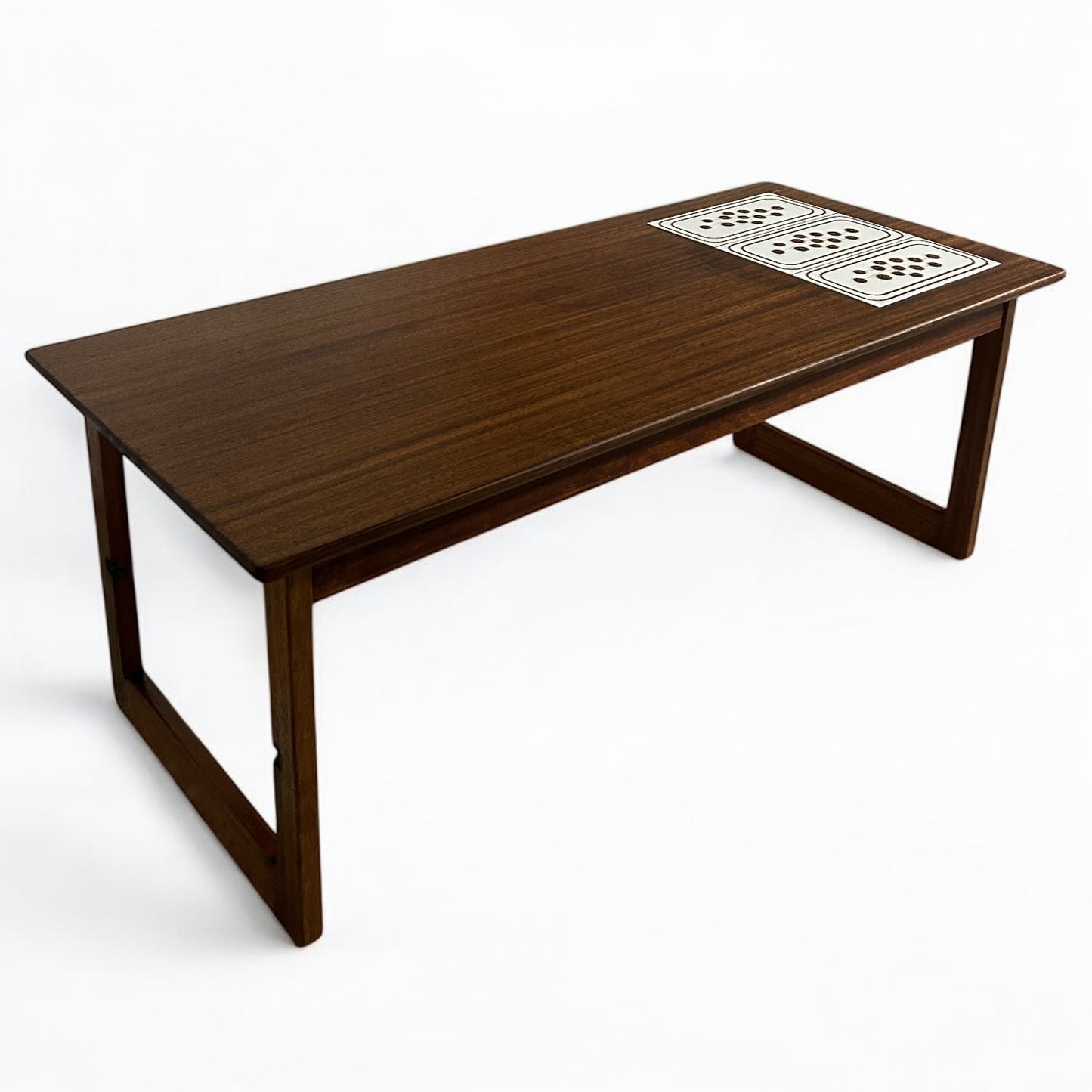 Mid Century Dark Wood Danish Tile Coffee Table