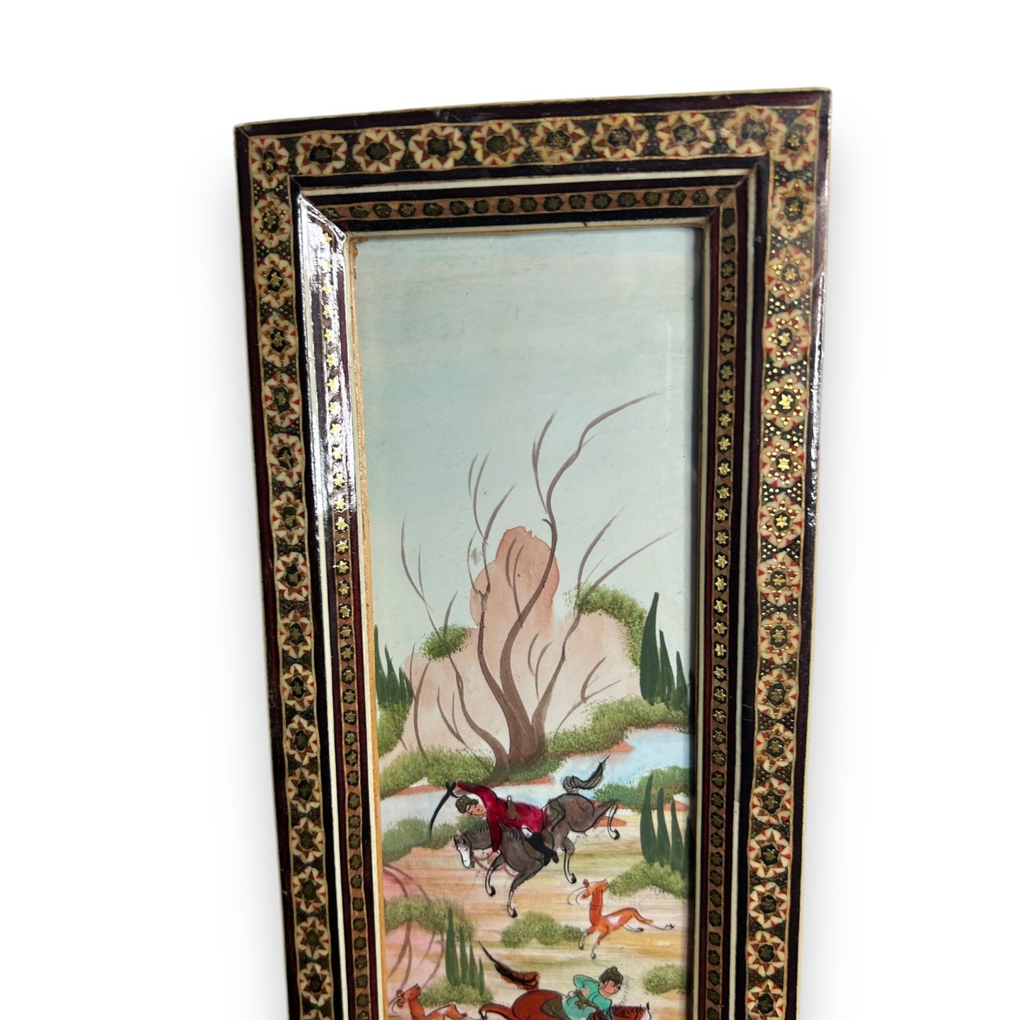 Vintage 1950s Persian Khatam Mosaic Watercolour painting