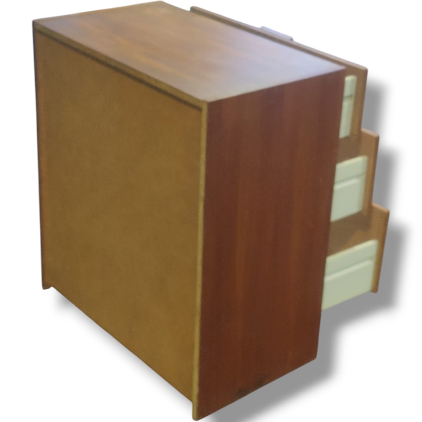 Vintage Teak Chest | Mid-Century Dresser with Three Drawers & Wooden Handles