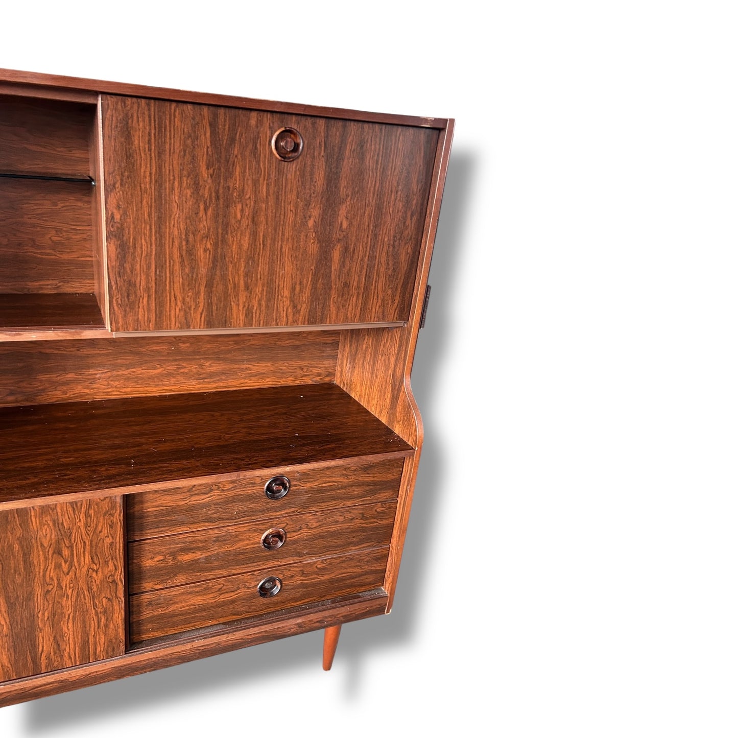 Mid Century Modern Rosewood High Sideboard Drinks Cabinet by Schreiber