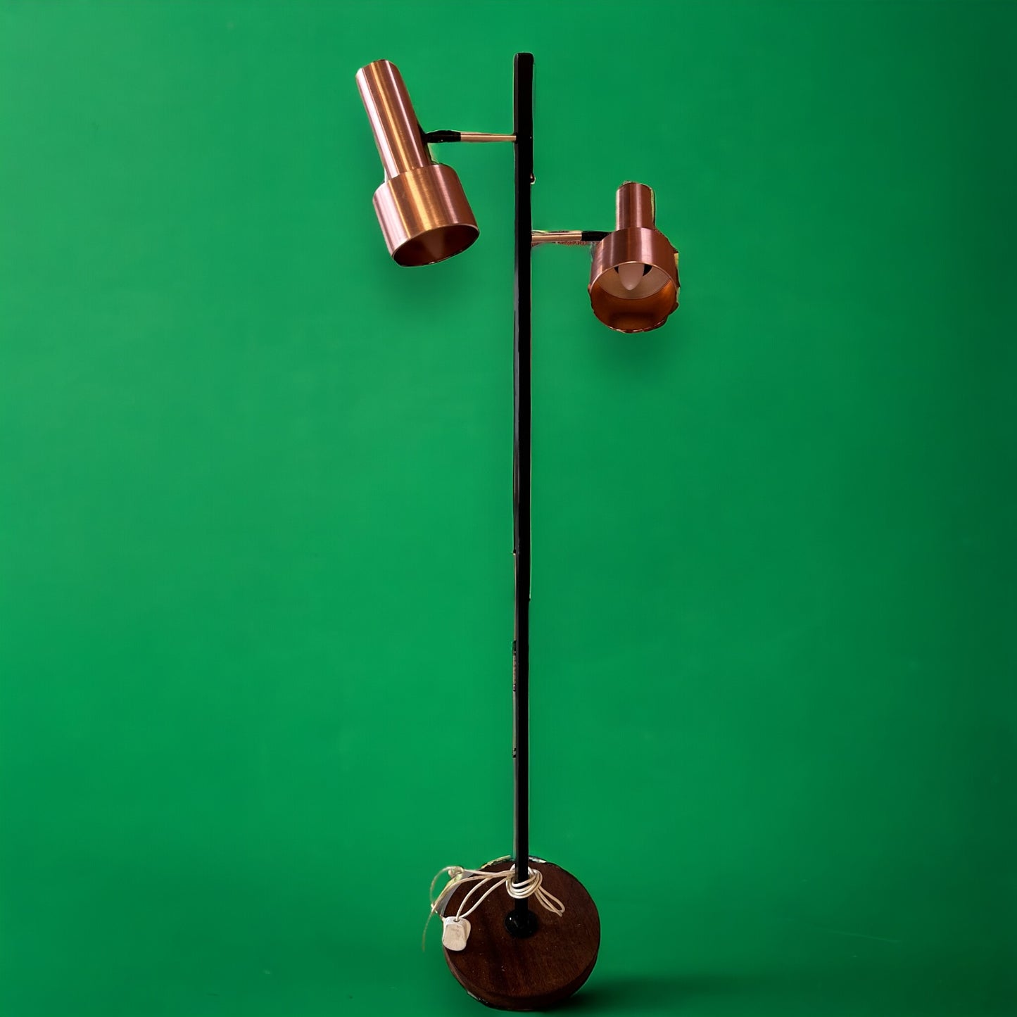mid century copper and black floor lamp