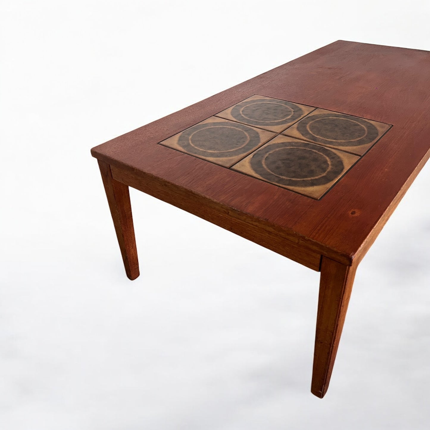 Mid Century Modern Danish Domino Tile Teak Coffee Table