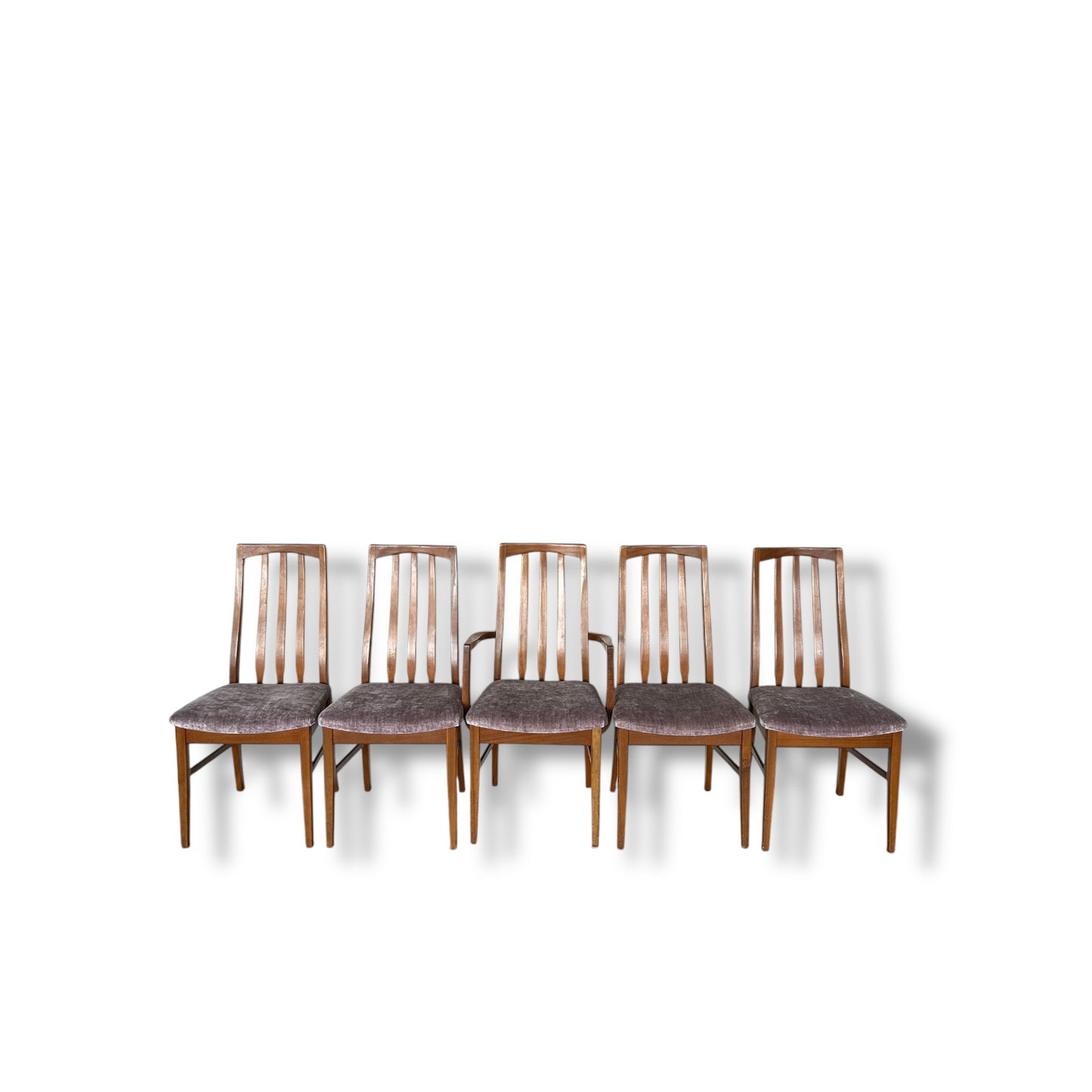 Mid Century Modern Teak Wood Dining Chairs Set by William Laurence