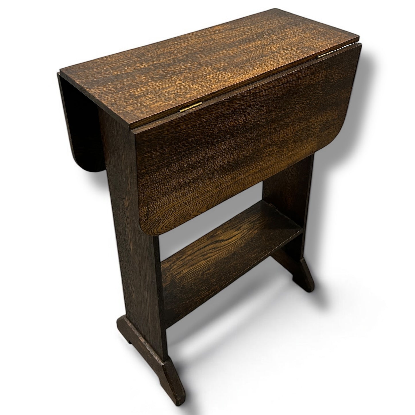 Vintage 1930s Arts and Crafts Wood Twist Top Drop Leaf Table