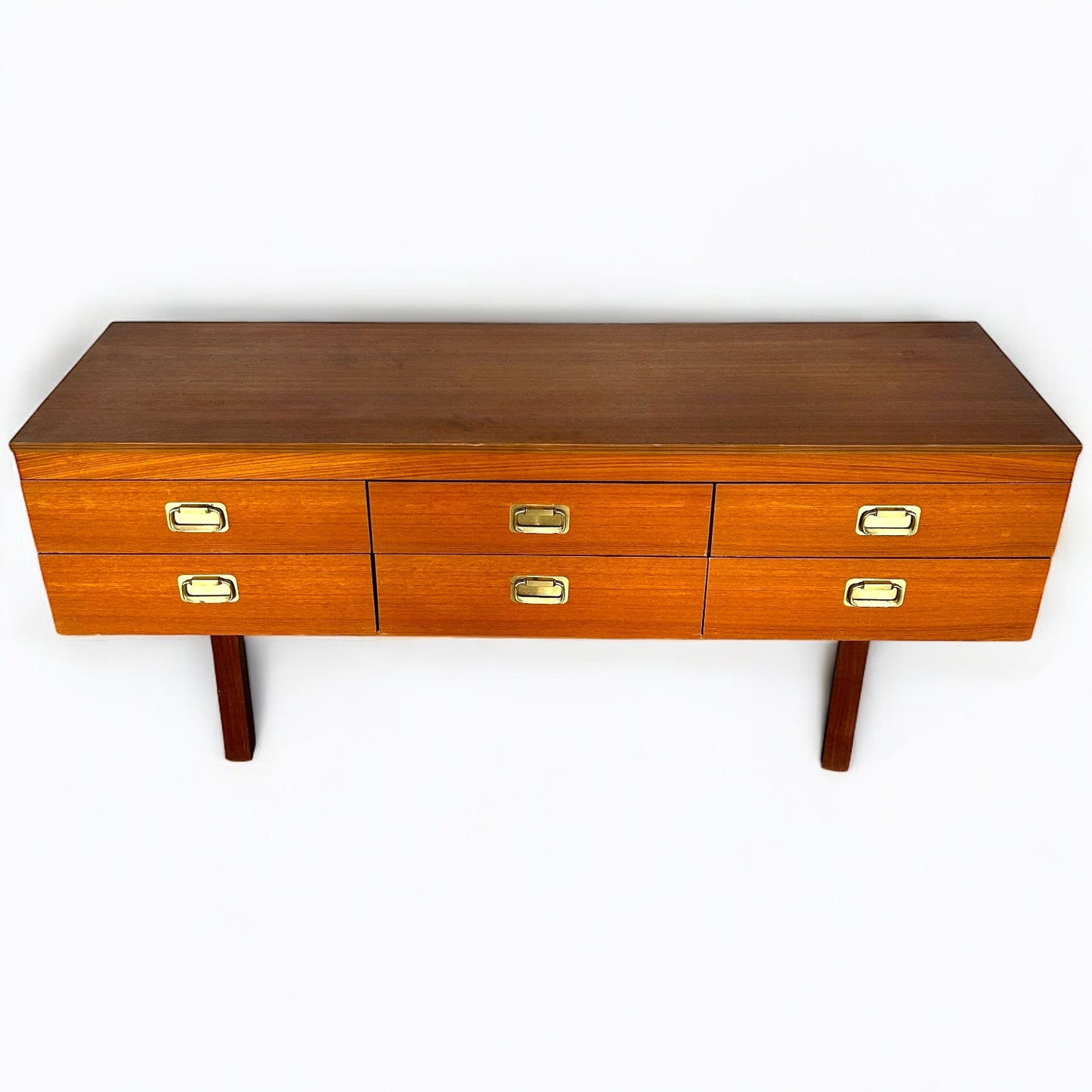 Mid Century Teak and Brass Armouries Style Chest Sideboard