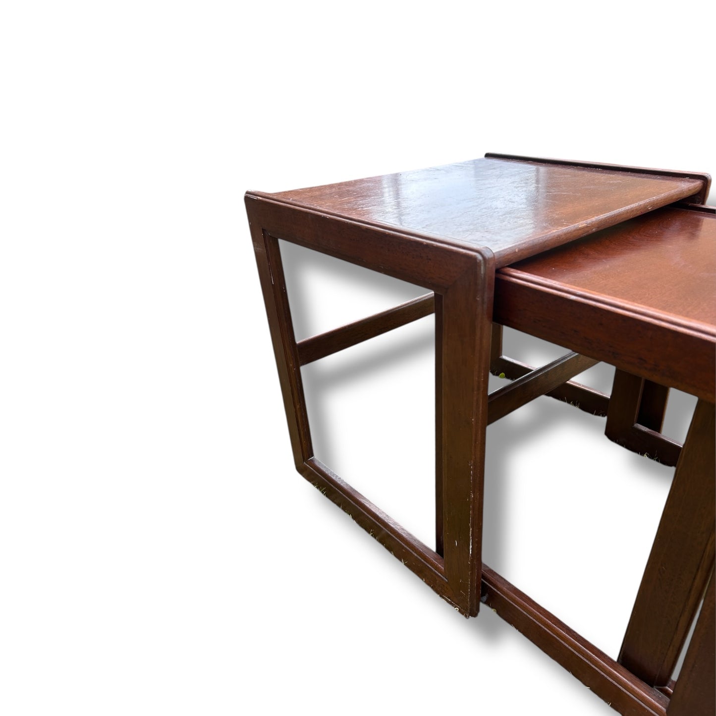 Mid Century Dark Teak Wood Nest of Tables