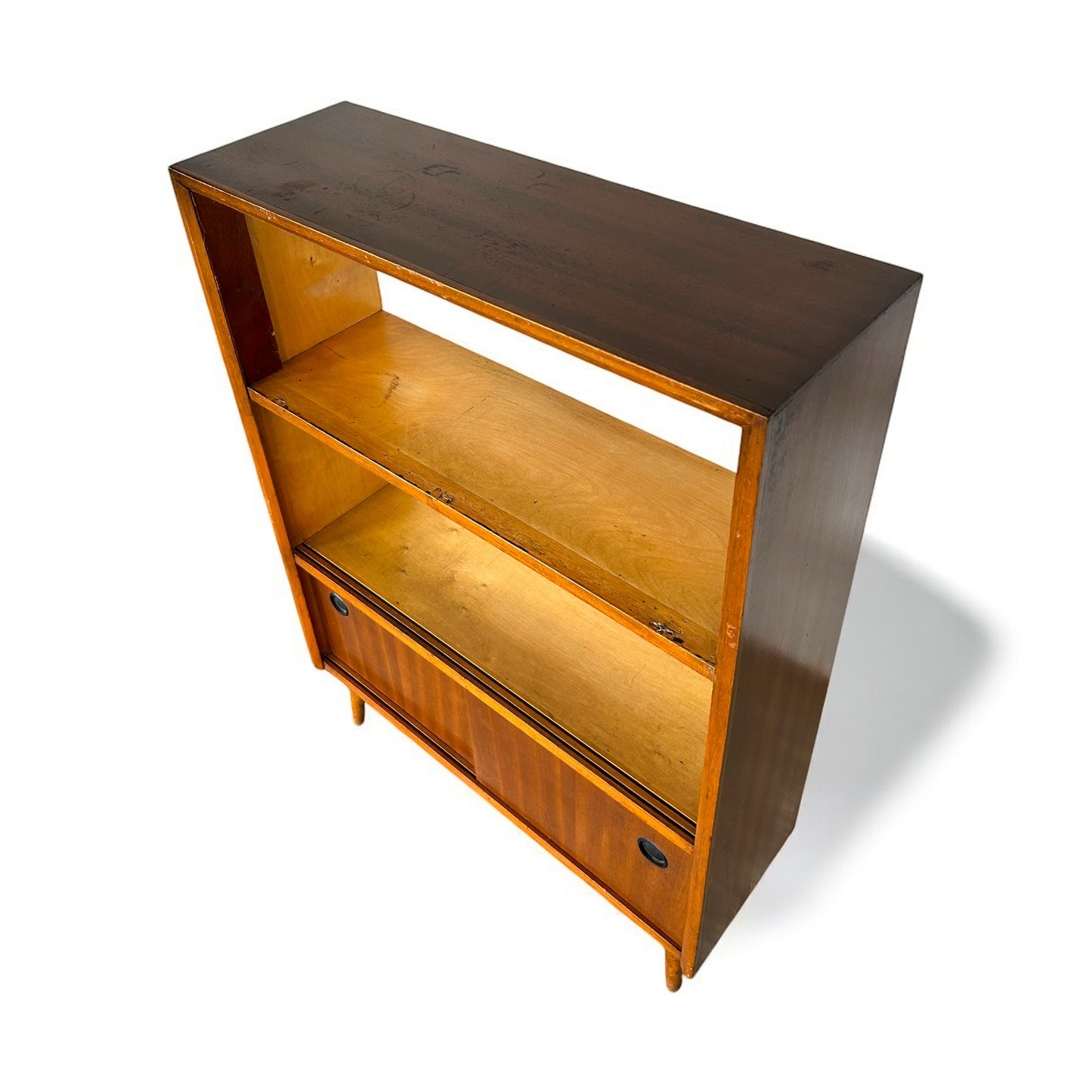Mid Century Teak Wood Bookcase Cabinet