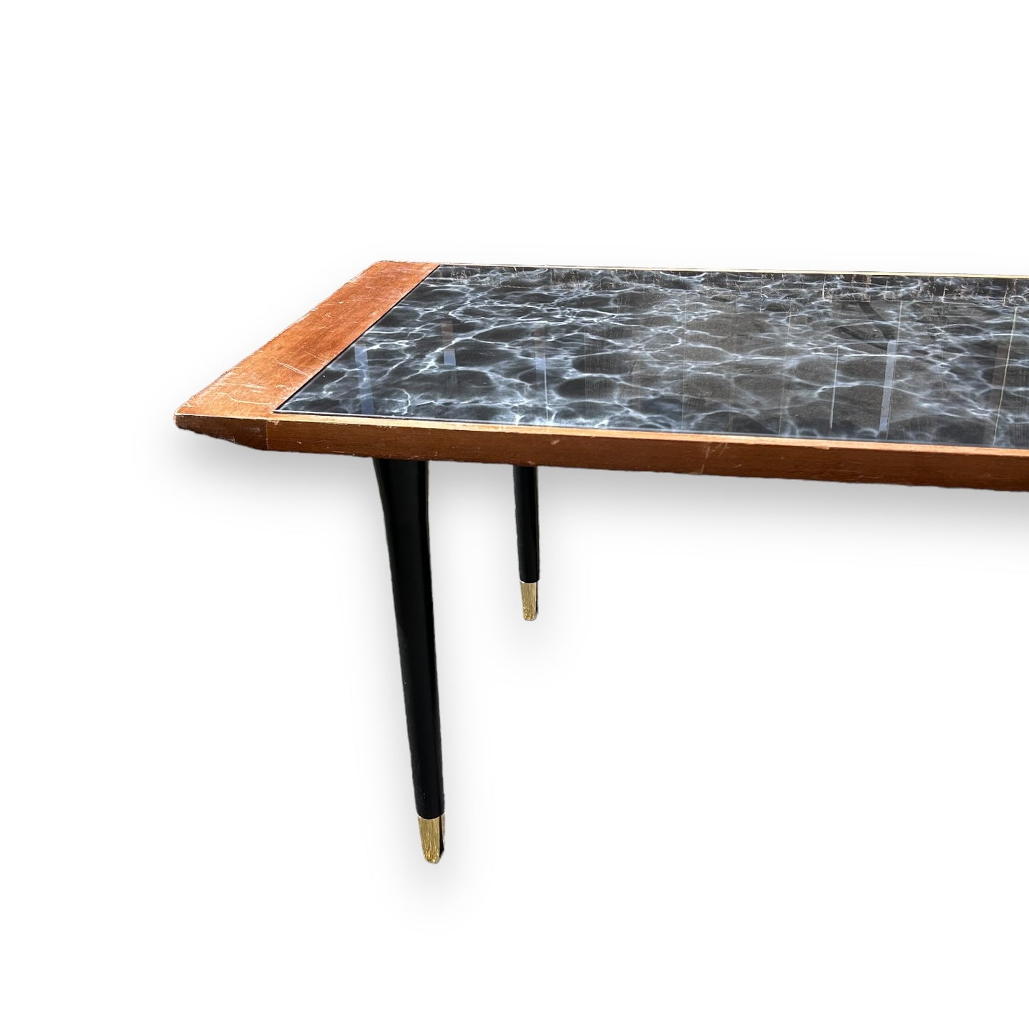 Mid Century Teak and Marble Coffee Table