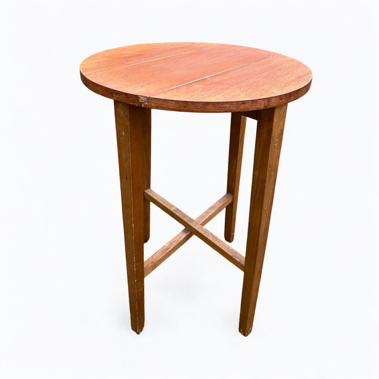 Mid Century Teak Wood Folding Stool Table