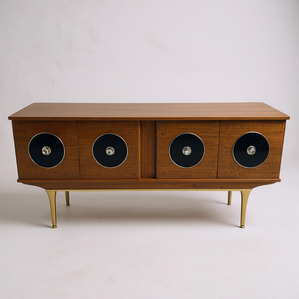 Stonehill Mid-Century Sideboard | 1960s British Teak Credenza with Atomic Handles