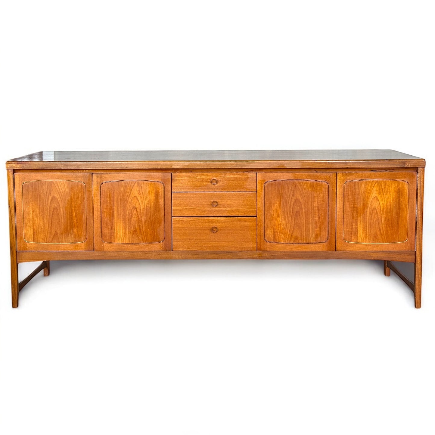 Mid Century Nathan Squares Teak Long Sideboard Buffet