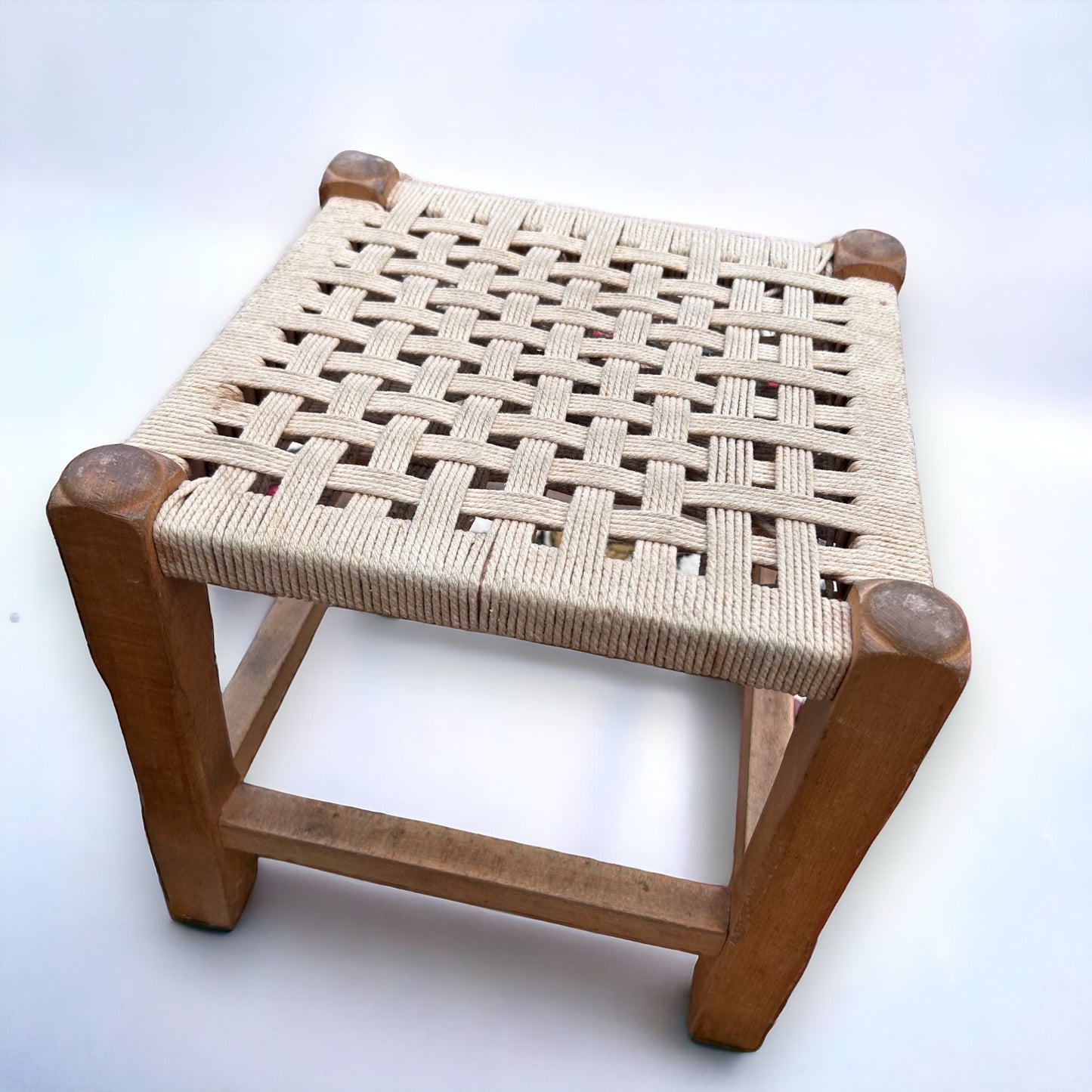 Vintage 1960s Rattan Footstool