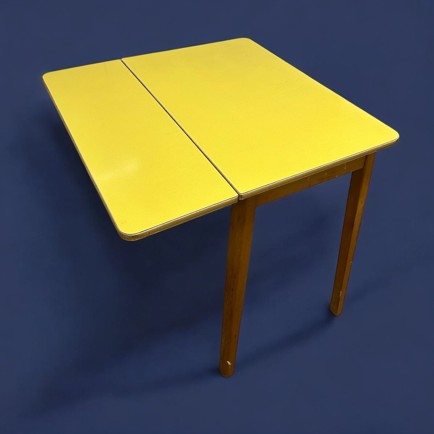 Mid Century Yellow Formica Single Drop Leaf Table