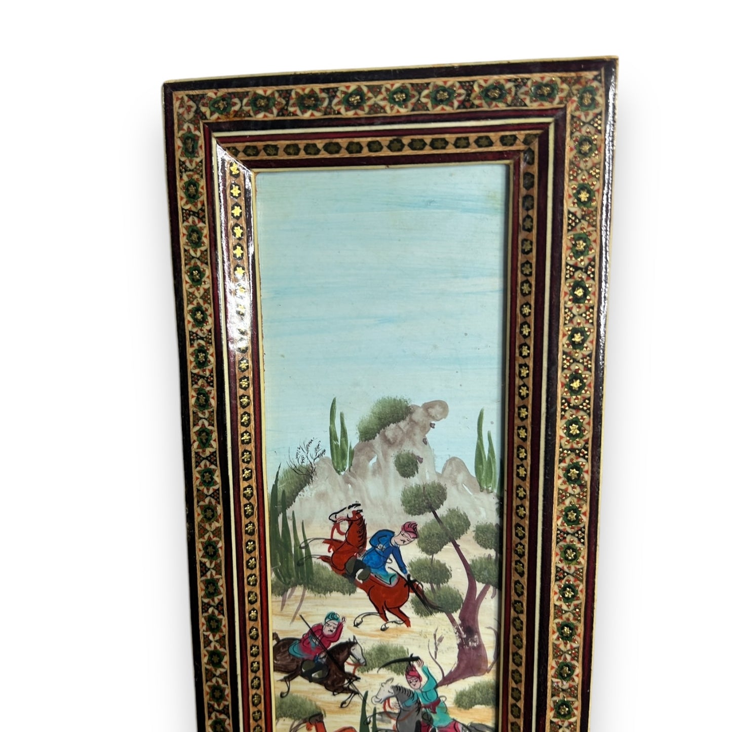 Vintage 1950s Persian Khatam Mosaic Watercolour painting