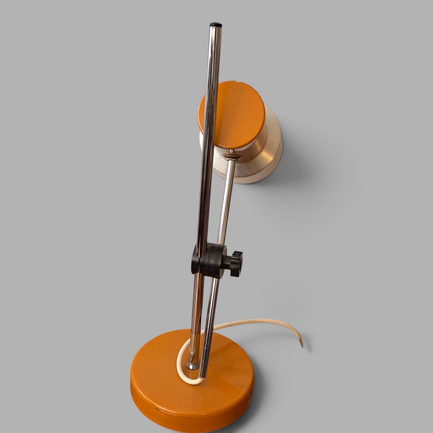 Vintage 1970s Mustard Orange & Chrome Adjustable Table Lamp Space Age