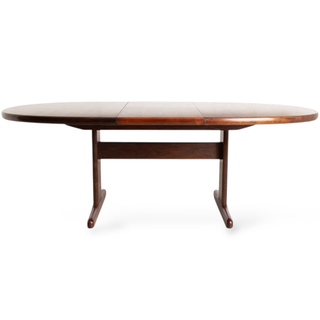 Mid Century Danish Rosewood Extending Dining Table by Skovby – Oval Pedestal Base