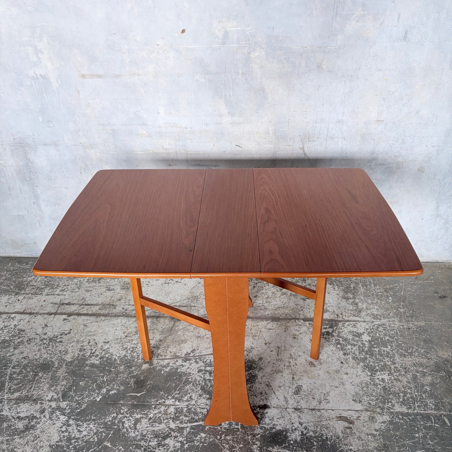 Mid Century Compact Teak Drop Leaf Dining Table Space Saving Fold Away Dining Table