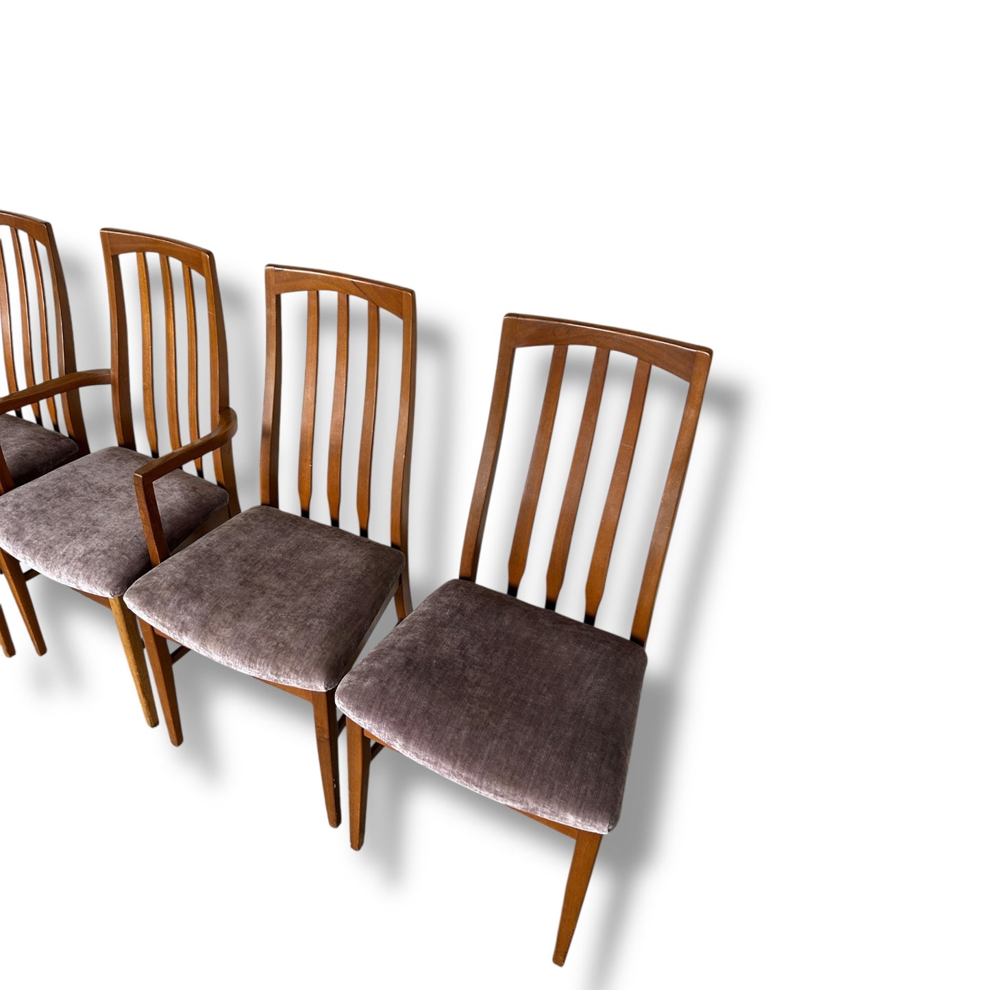 Mid Century Modern Teak Wood Dining Chairs Set by William Laurence