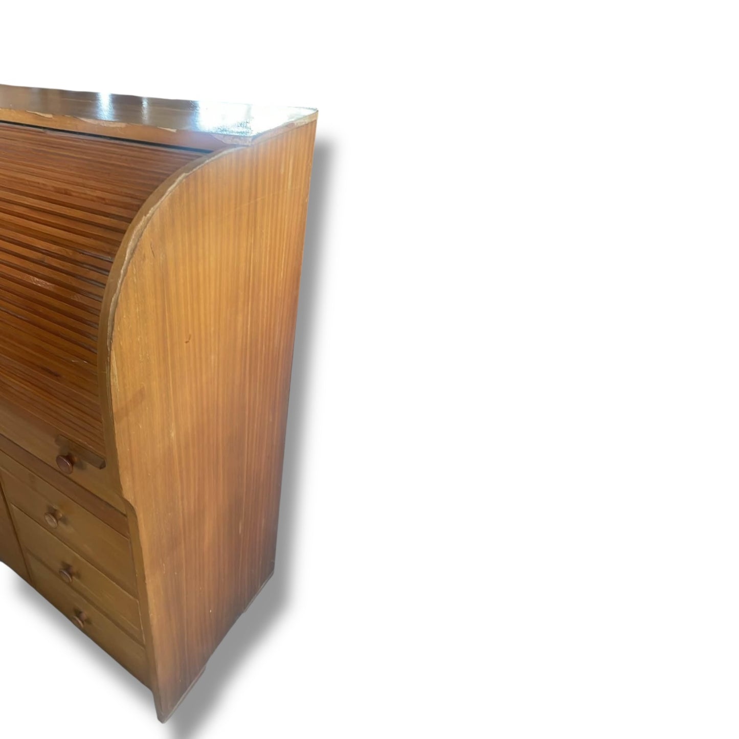 Mid Century Modern Tambour Rolltop Desk Bureau