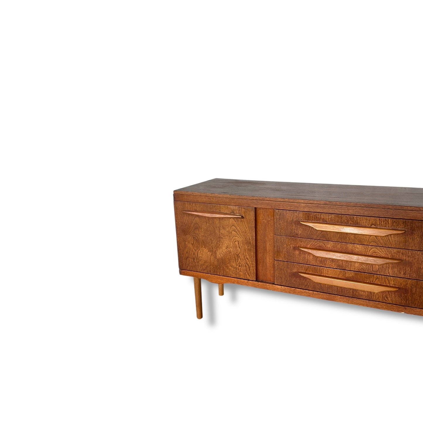 Mid Century Modern Teak Sideboard – Elliot’s of Newbury Credenza | Vintage MCM Storage Cabinet | Retro Danish Style Furniture