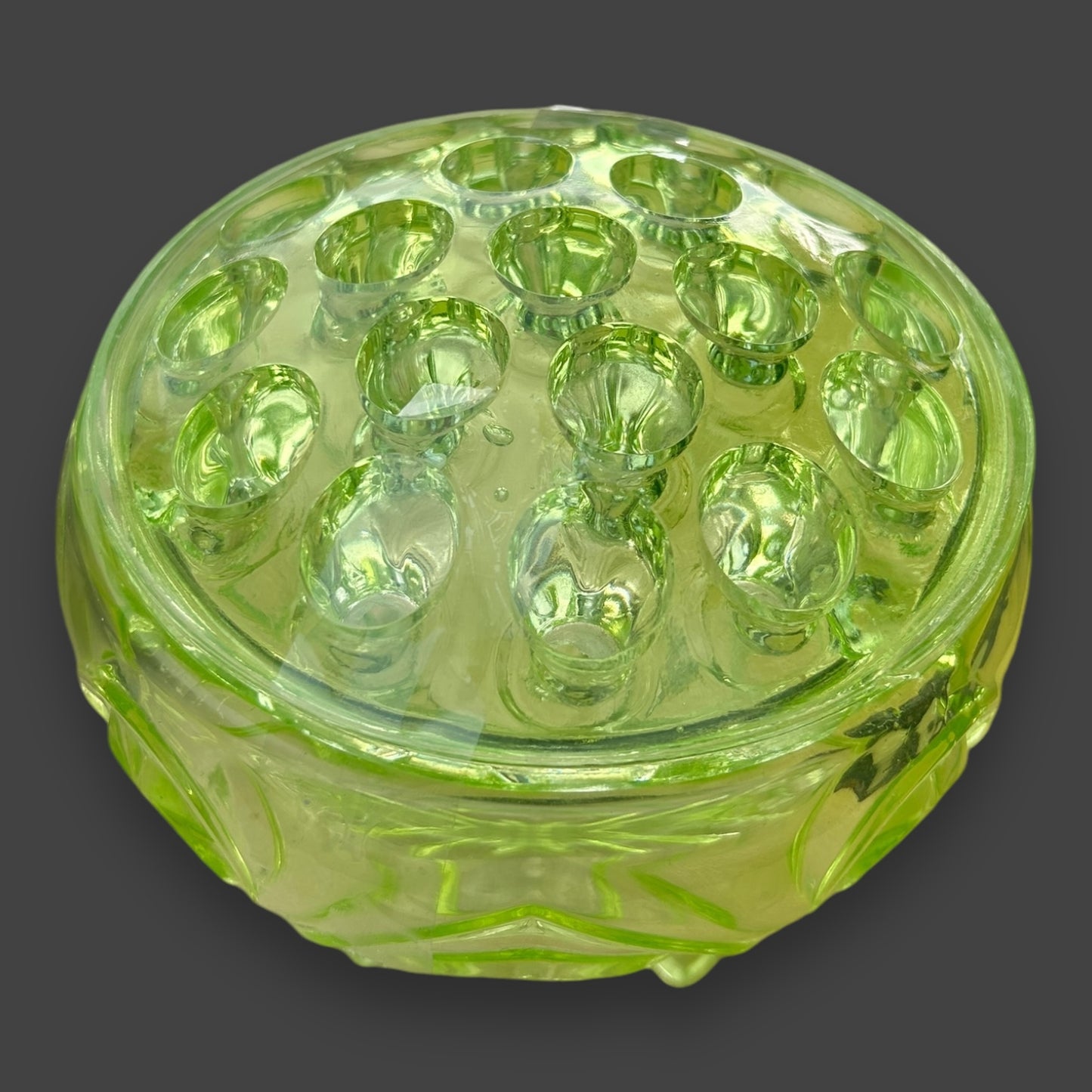 Art Deco Uranium Glass Pedestal Vase