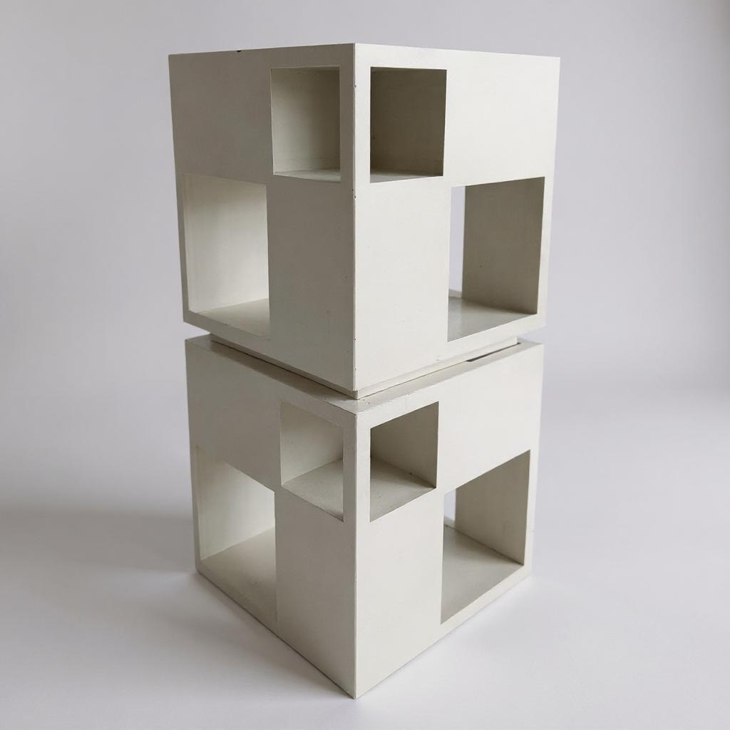 Mid Century Space Age Metal White Display Storage Cubes