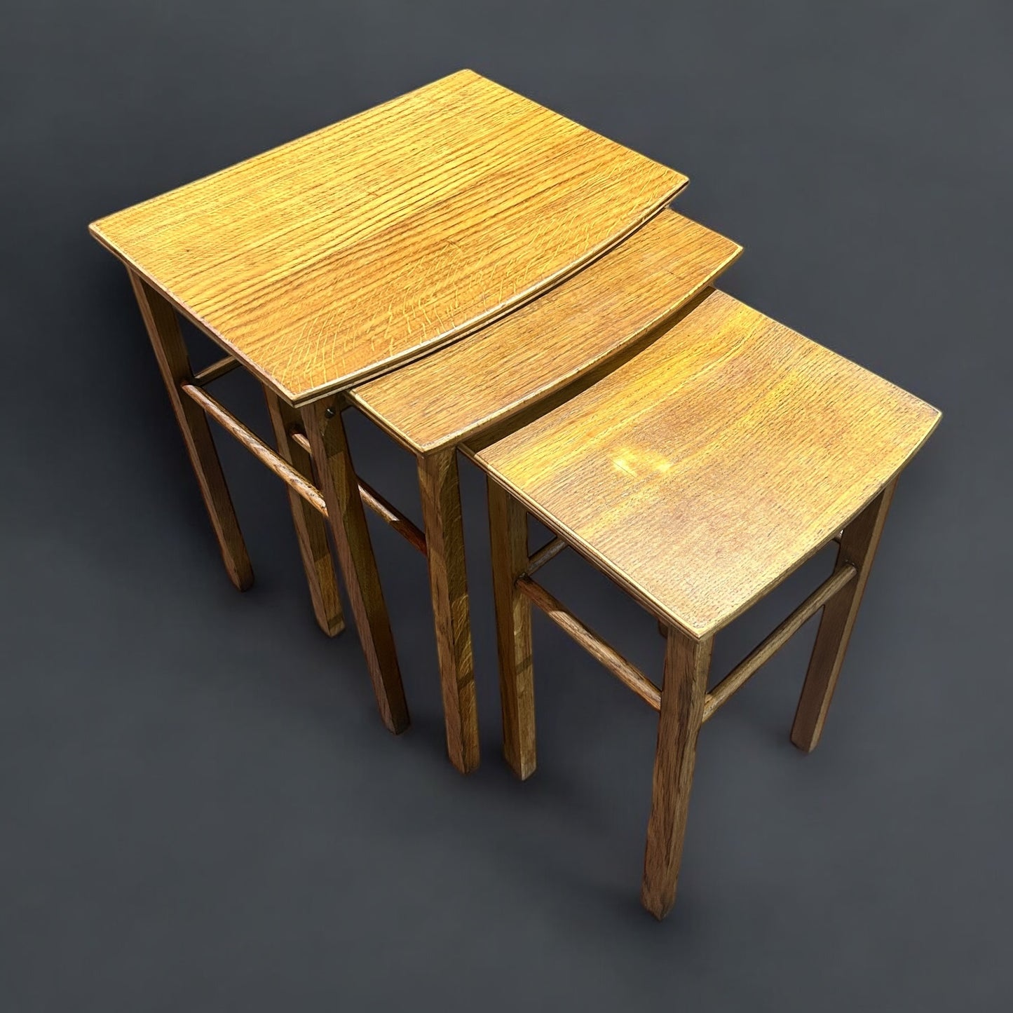 Mid Century Oak Wood Nest of Tables
