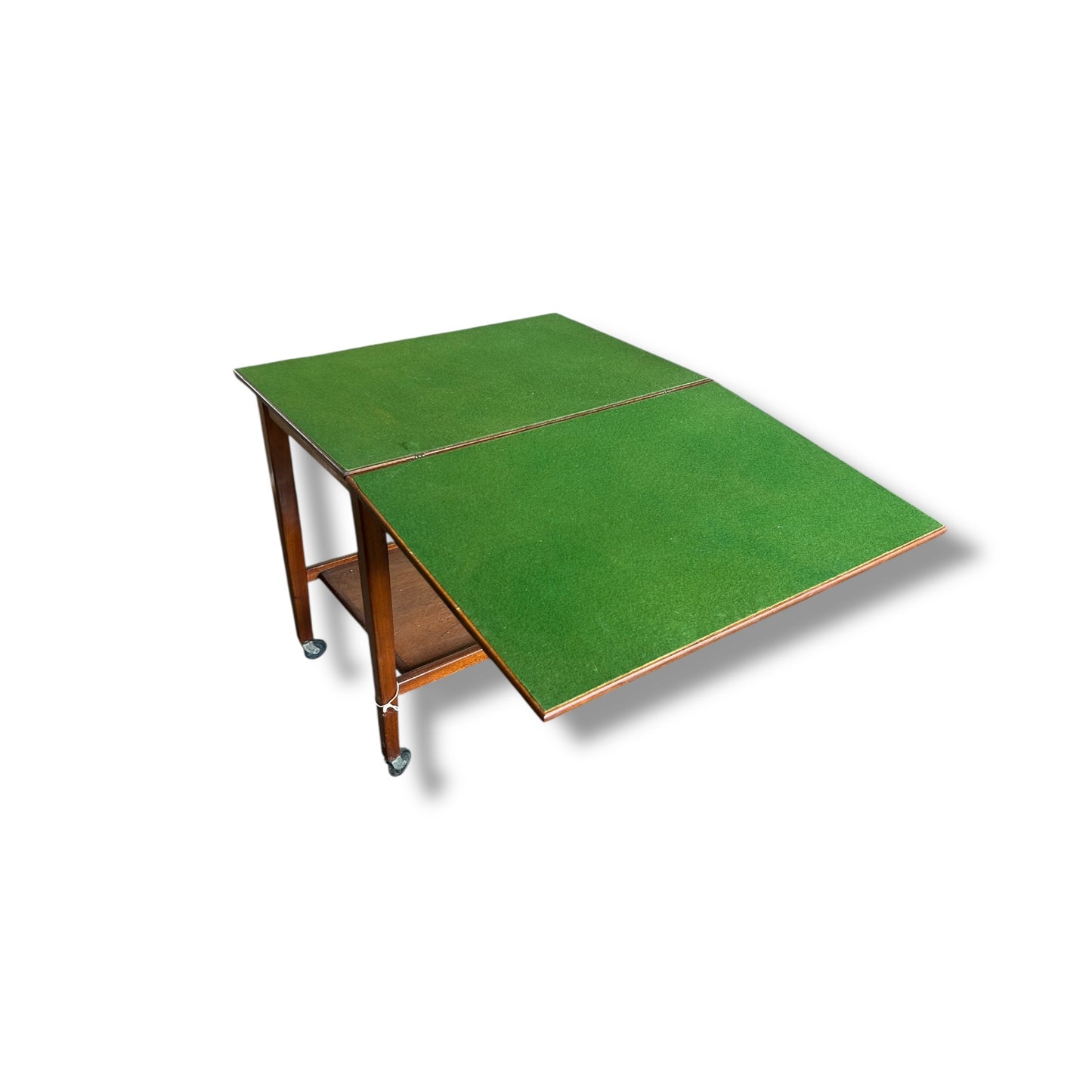 Vintage Scottish Card Table | Folding Green Felt Top | Mid Century Games Table on Castors