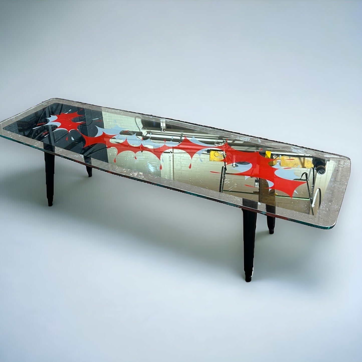 Mid Century Glass Top Circus Coffee Table