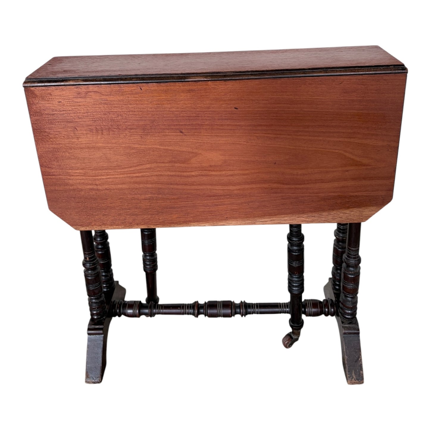 Victorian Teak & Mahogany Gateleg Side Table – Small Drop Leaf Occasional Table