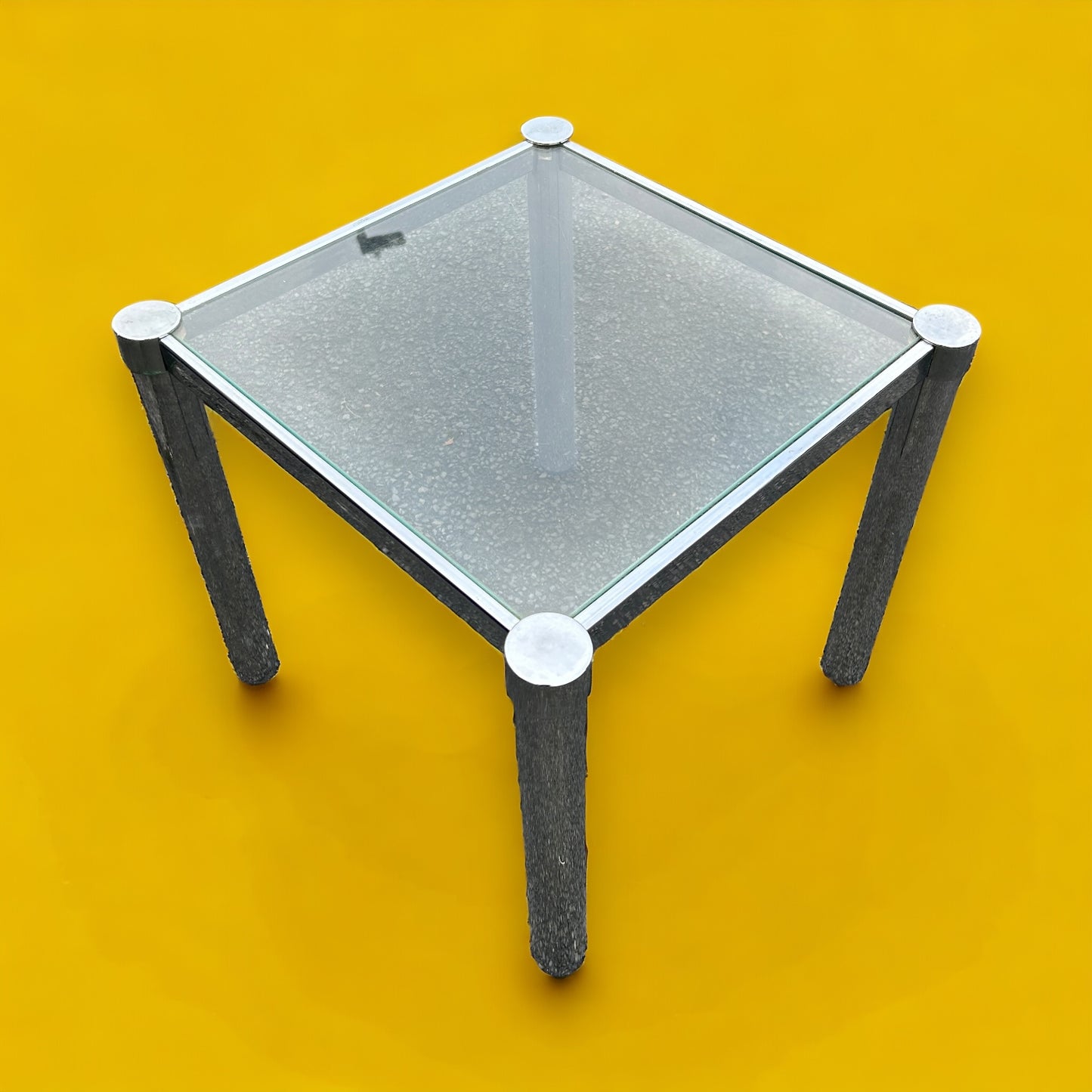 mid century chrome and glass side table