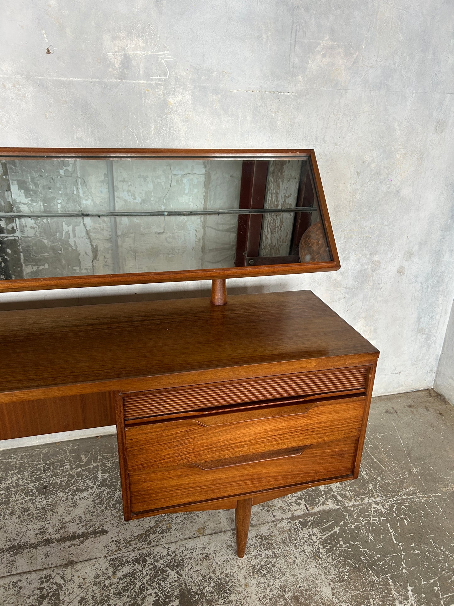 White & Newton Mid-Century Dressing Table with Mirror | Vintage Teak Vanity