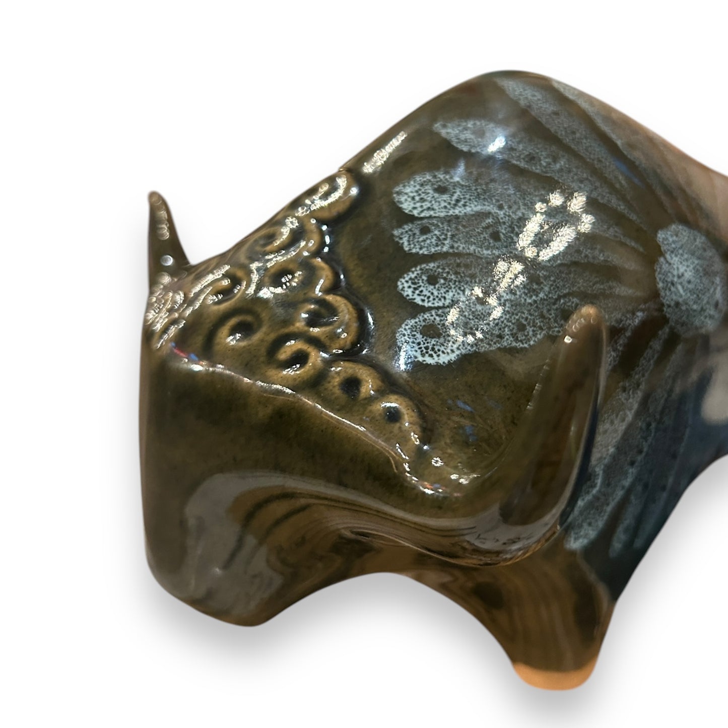 Mid Century Lotus Pottery Ceramic Bull