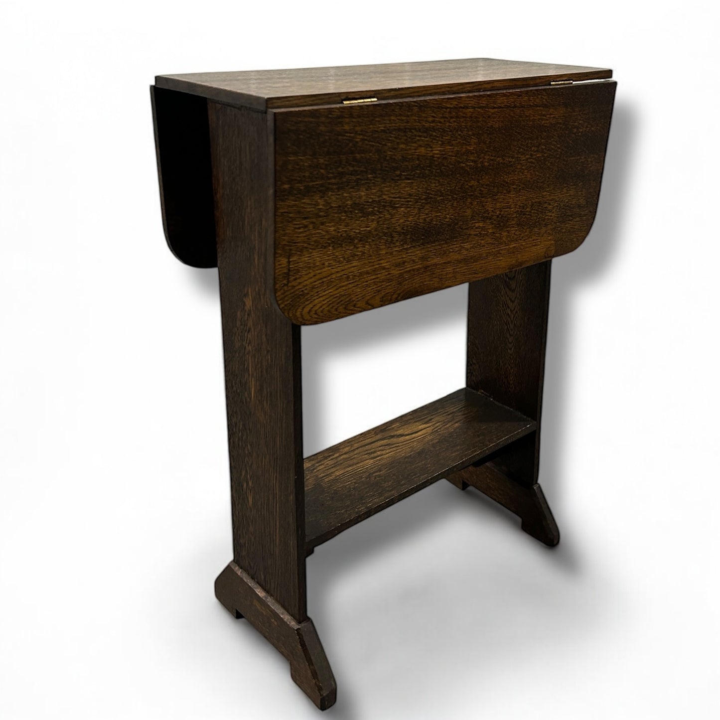 Vintage 1930s Arts and Crafts Wood Twist Top Drop Leaf Table