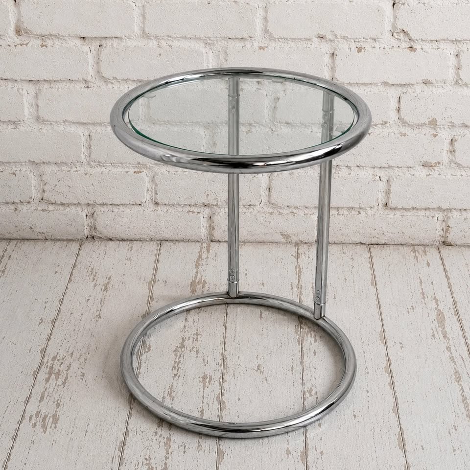 Italian Chrome & Glass Side Table Vintage Space Age