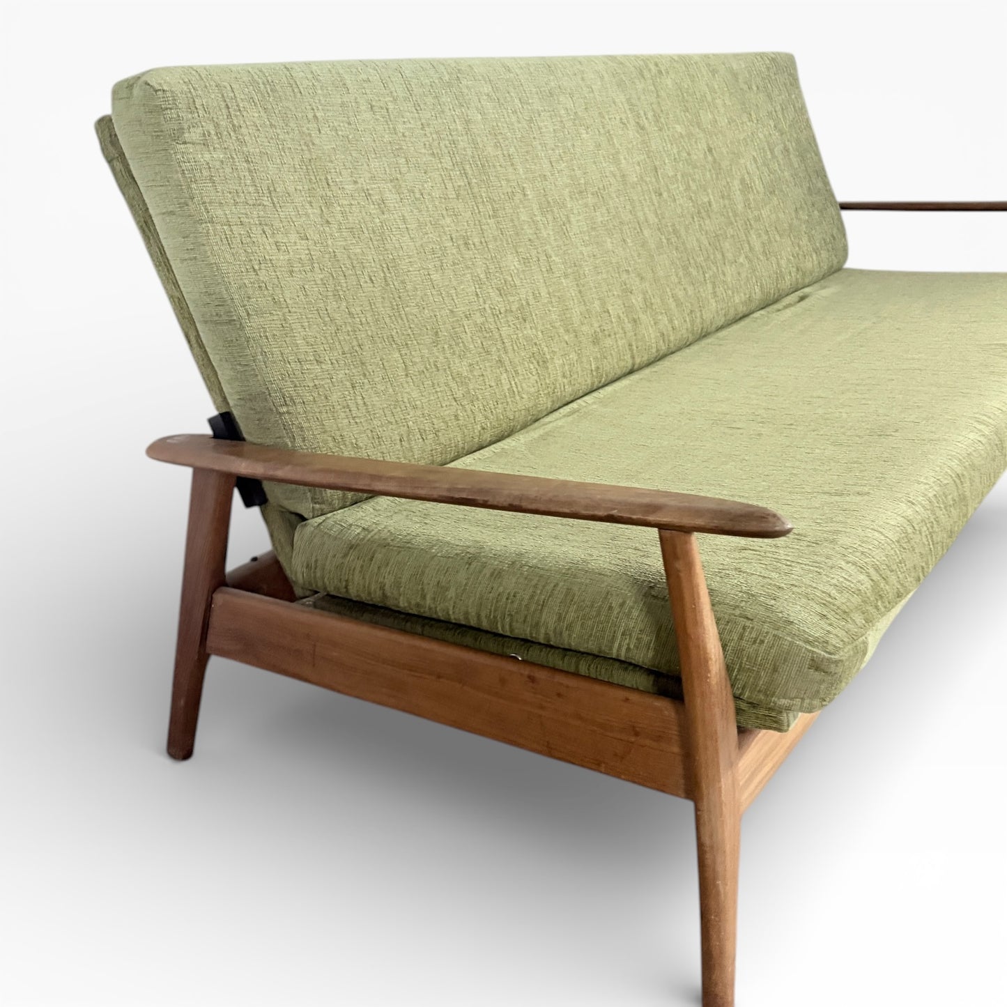 Mid Century Sofa Daybed | Three Seater Convertible Sofa Bed With Solid Wood Frame
