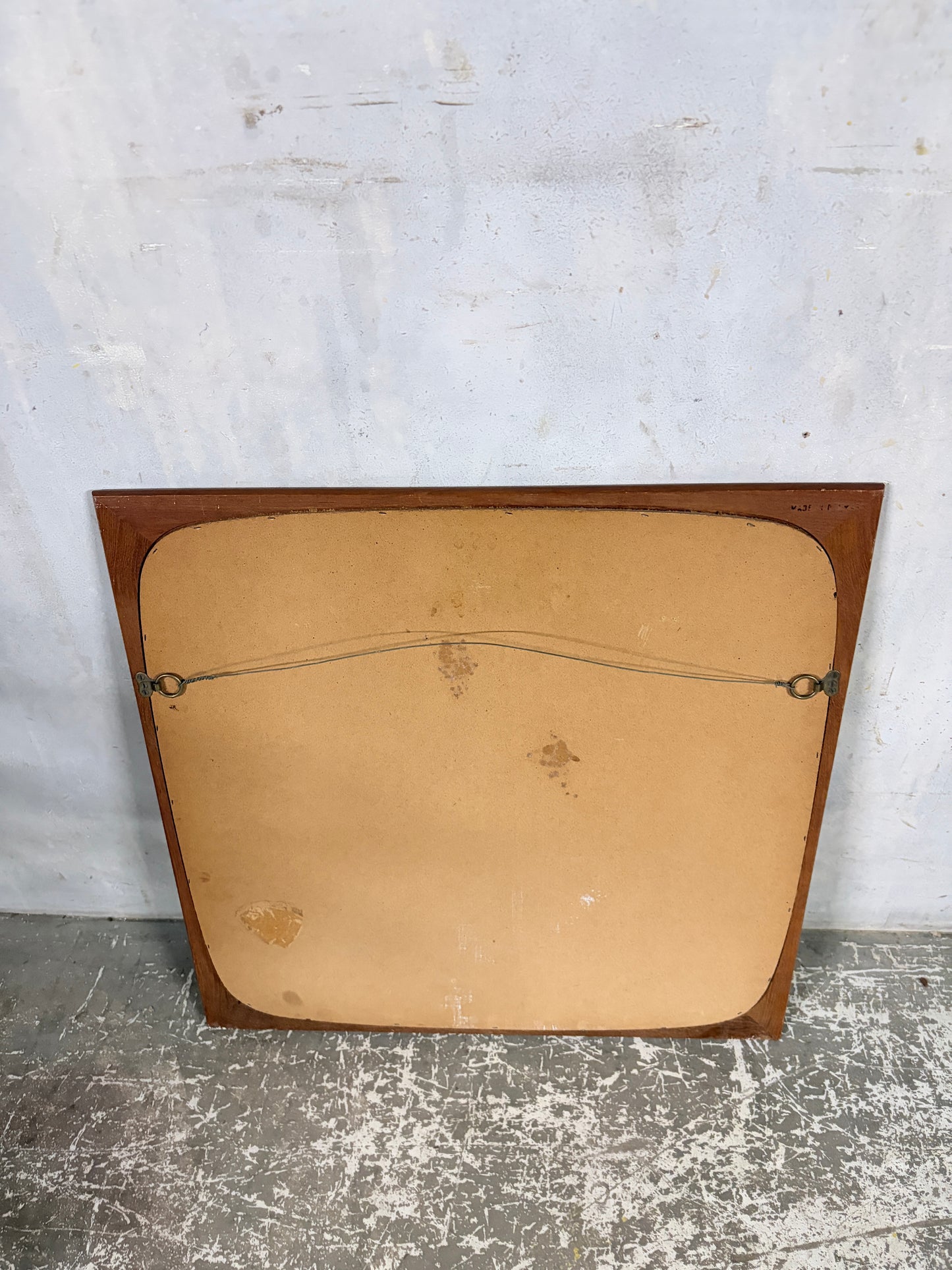 Mid Century Danish Teak Square Wall Mirror