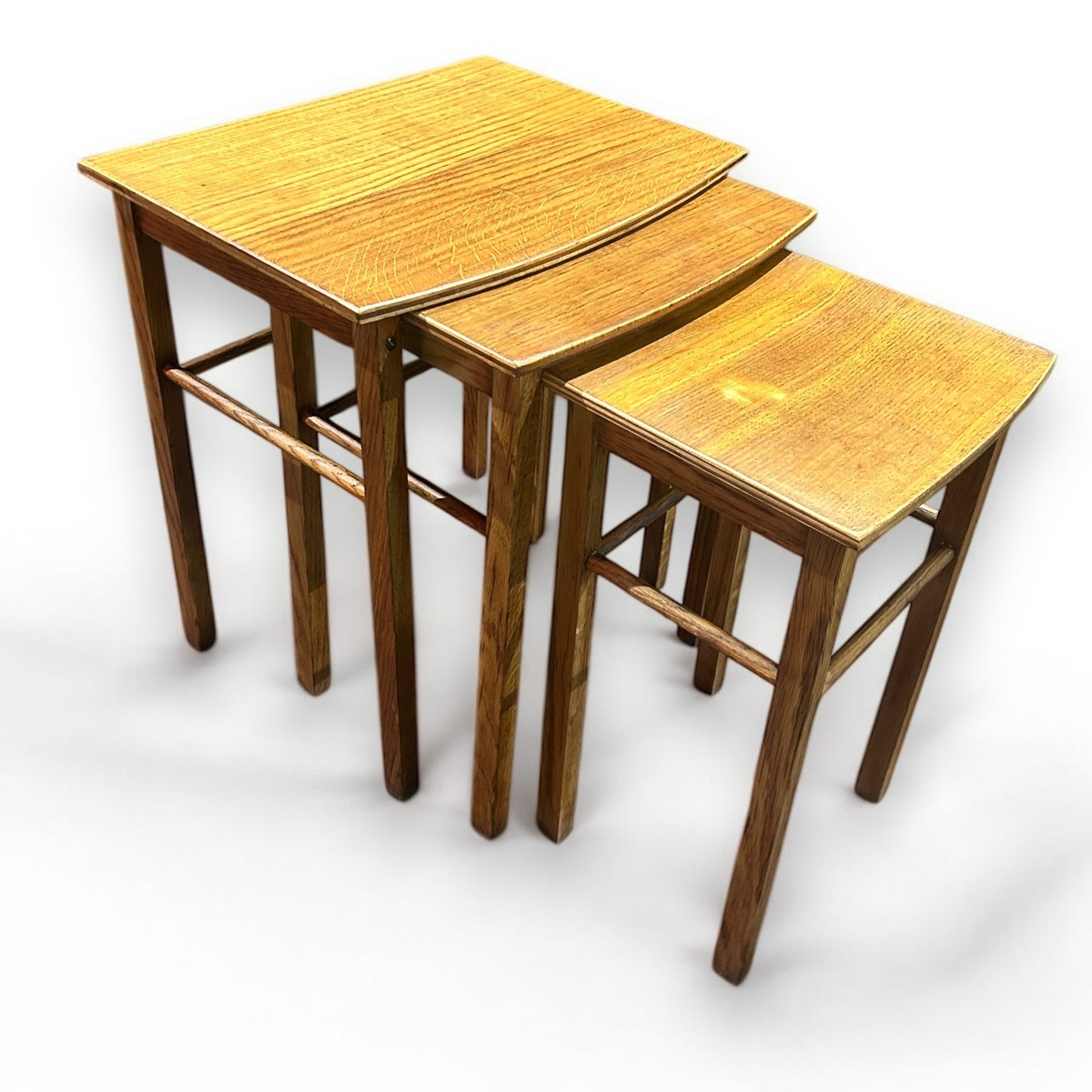 Mid Century Oak Wood Nest of Tables