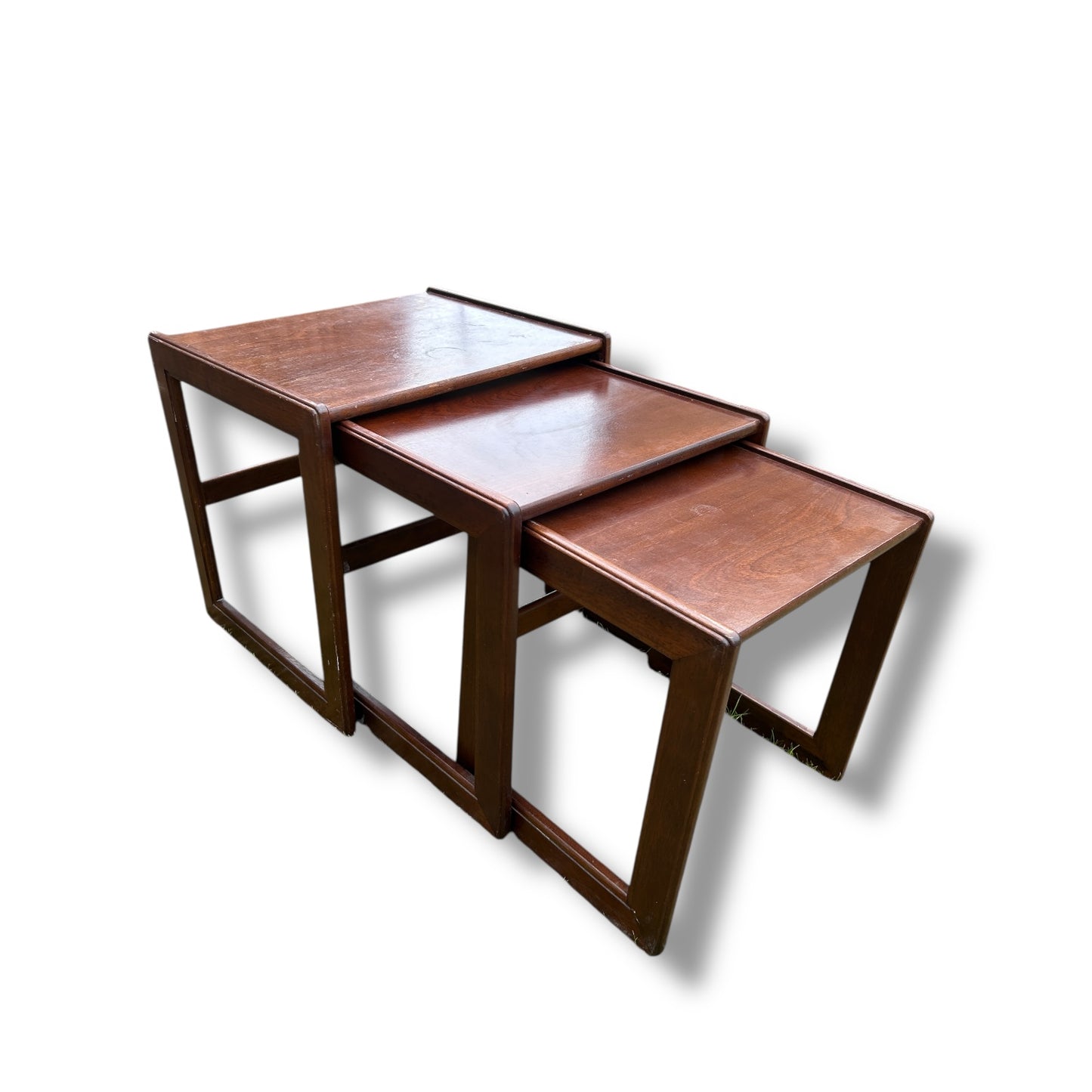 Mid Century Dark Teak Wood Nest of Tables