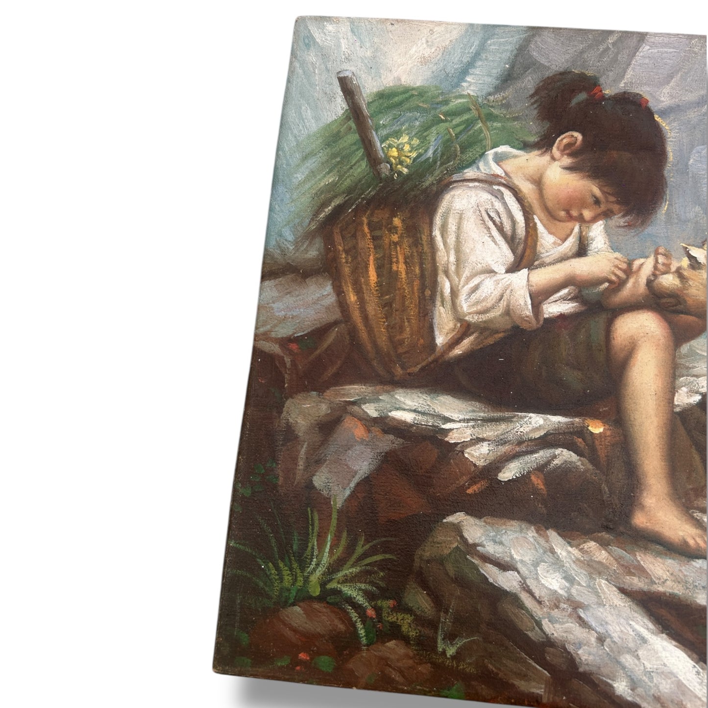 Mid Century Modern Chinese Li ZiJian Print Artwork on Canvas