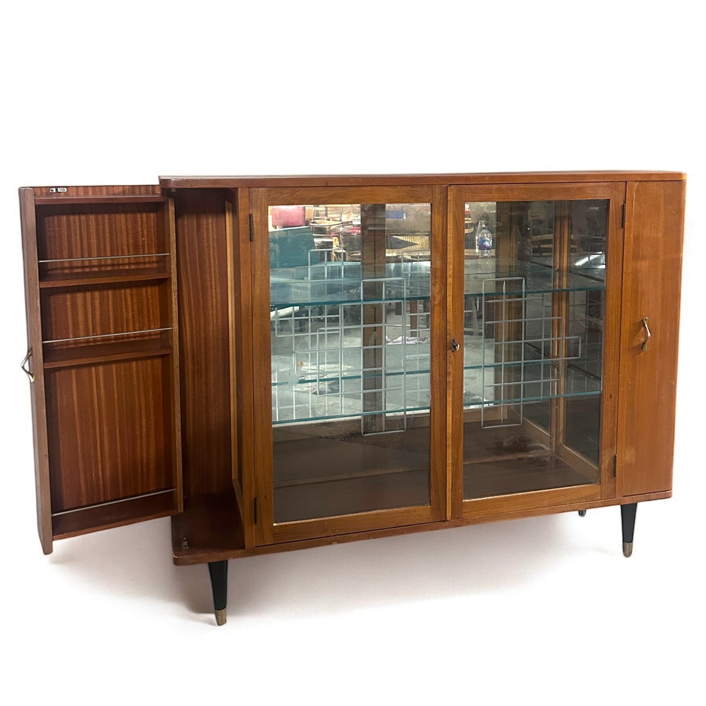 Mid Century Teak Accordion Cocktail Cabinet