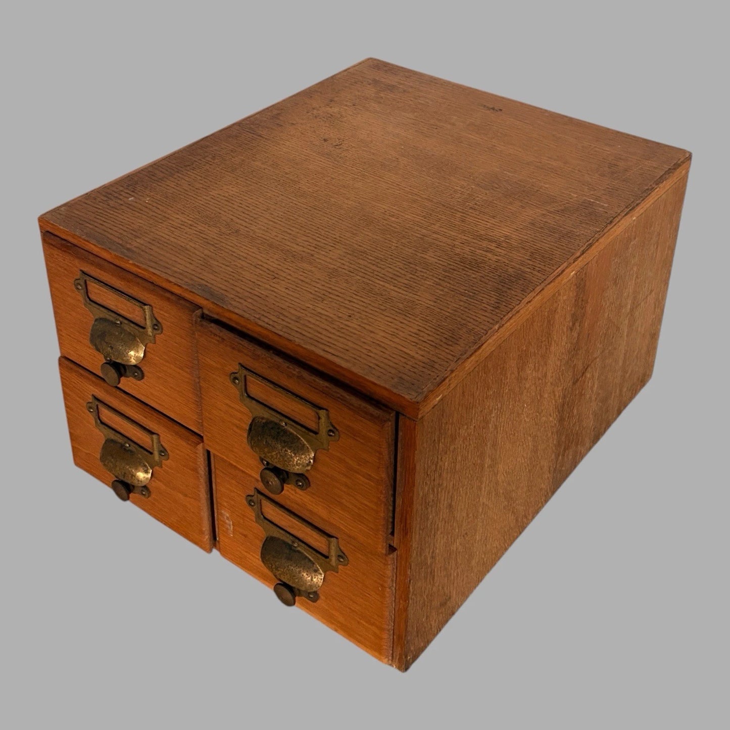 Vintage Oak Apothecary Filing Drawers – 4-Drawer Index Card Cabinet - view 6
